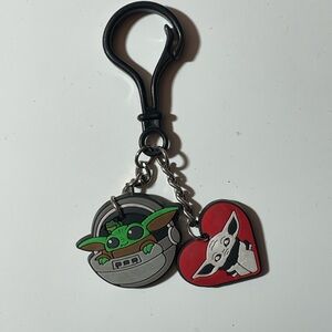 Star Wars Grogu Baby Yoda Keychain with Green and Red Charms